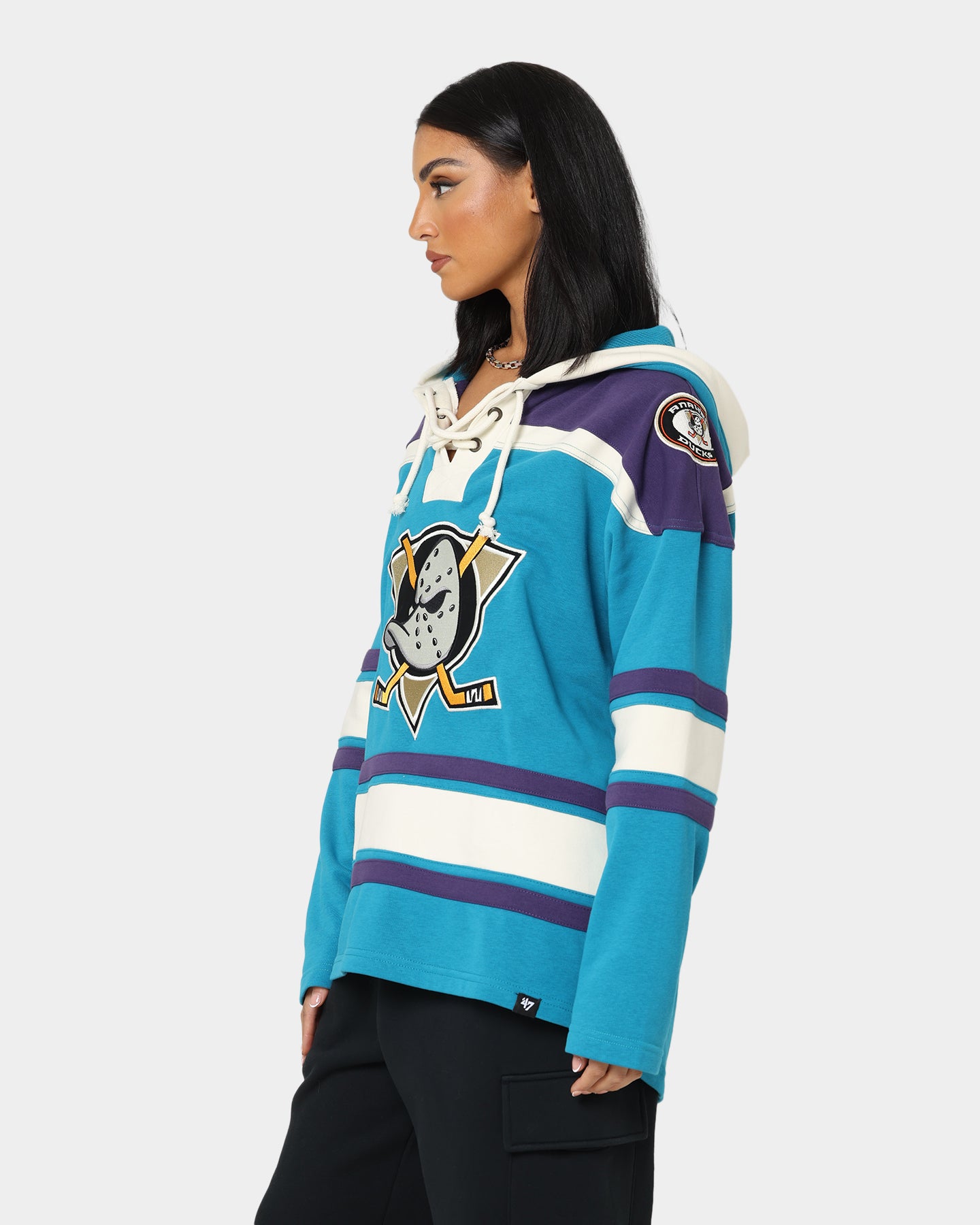 47 Brand Anaheim Ducks Lacer Hoodie Purple/Sharks Teal
